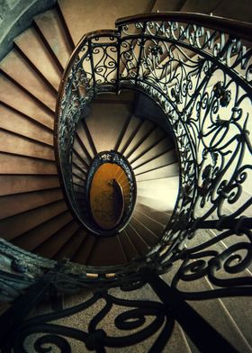 Oval ornamented spiral staircase