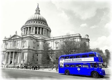 Isolated Blue London Bus