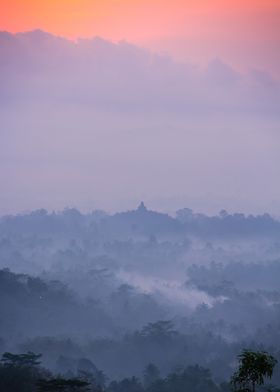 Sunrise above Borobudur Temple Indonesia