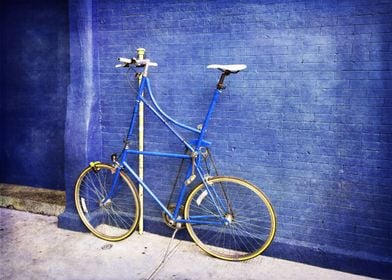 Blue Tall Bike A cobalt - indigo blue tall bike rests a ... 