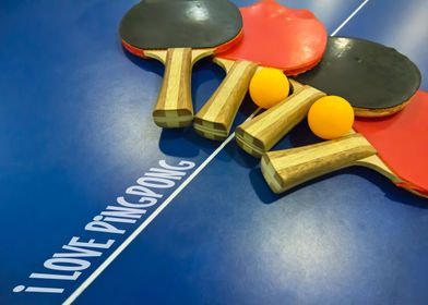 I Love Pingpong Bats Table Tennis Paddles Rackets on Bl ... 
