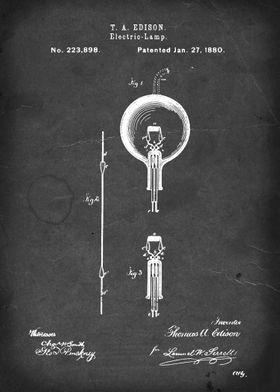 Electric-Lamp - Patent by T. A. Edison - 1880