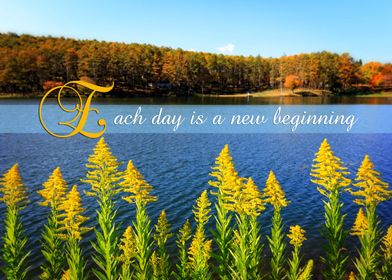 Canada Goldenrod Autumn Lake Blue Waters Landscape - A  ... 