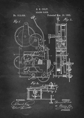 Alarm Clock - Patent by S. S. Colt - 1885