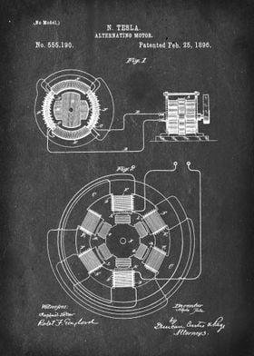 Alternating Motor - Patent by N. Tesla - 1896
