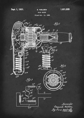 Hair Dryer - Patent by E. Nielsen - 1929