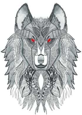 A wolf i draw 4 months ago, took me 2 weeks.