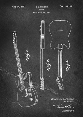 Guitar - Patent by C. L. Fender - 1951