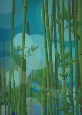 Bamboo night vector illust