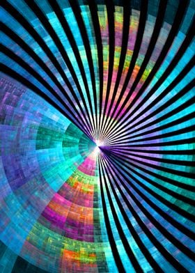 A colourful spiral digital fractal design pattern