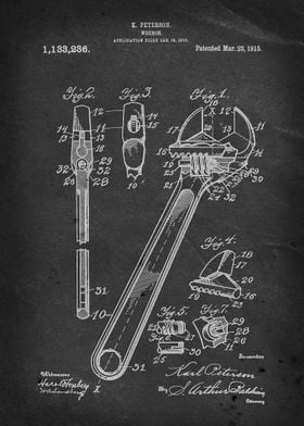 Wrench - Patent by E. Peterson - 1915