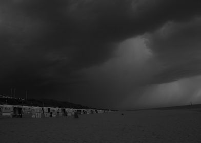 Stormy day at the beach of Sylt Island in Germany