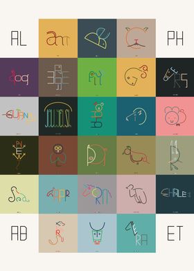 animals typographic alphabet