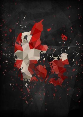 Polymetric map of Denmark shattered and overlayed with  ... 