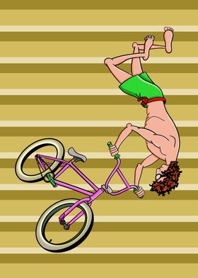 A cartoon of a freestyle BMX rider flipping his bike.' Poster by mailbox  disco | Displate