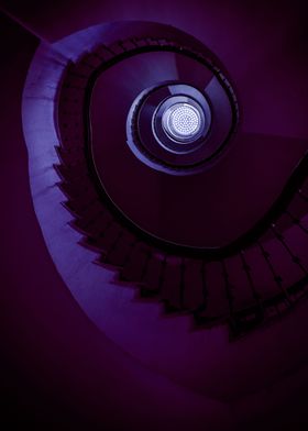 Spiral staircase in violet tones