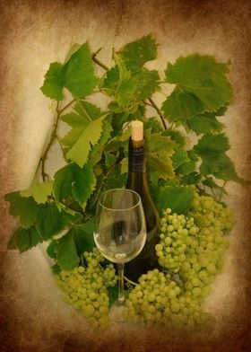 still life image of lots of bunches of grapes and wine  ... 