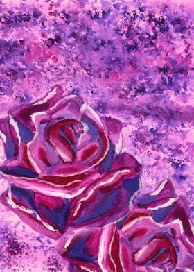 Blue Violet Winter Roses Acrylic Painting - An acrylic  ... 