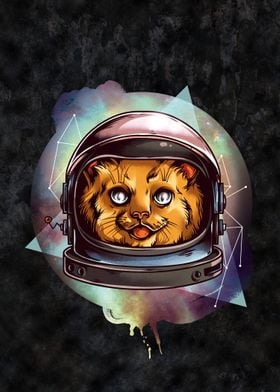 The Space Kitty with a dark grunge background.