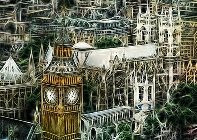 Digital Illustration: View of Big Ben (Elizabeth Tower) ... 