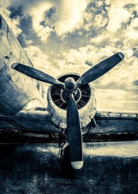 Tin Sign XXL Retro Old aircraft propeller 
