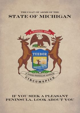 The Coat of Arms of the State of Michigan.