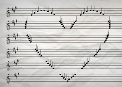 Love Song. Musical Notes Arranged In A Heart Shape.