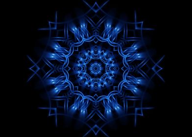 Glossy Blue Kaleidoscopic Mandala