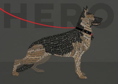 Typographic German Sheperd in the 'Wild about Words' st ... 