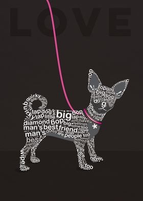 Typographic Chihuahua in the 'Wild about Words' style