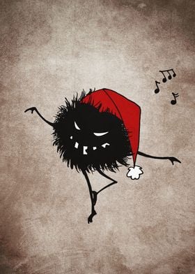 Evil Christmas illustration of a funny evil black bug w ... 