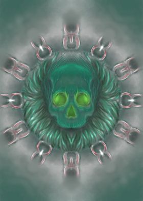kaleidoscope Green Skull