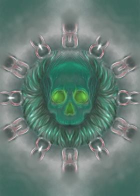 kaleidoscope Green Skull