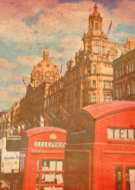Harrods and Red Telephone Boxes in London