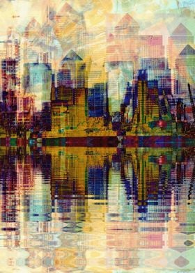 Stunning artwork of the iconic Canary ` wharf on the b ... 