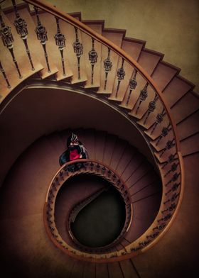 Tudor Queen in spiral staircase