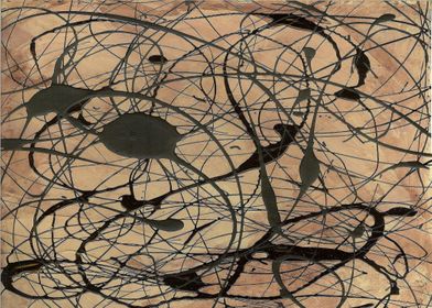 Pollock Inspired Abstract Black On Beige by Corbin Henr ... 