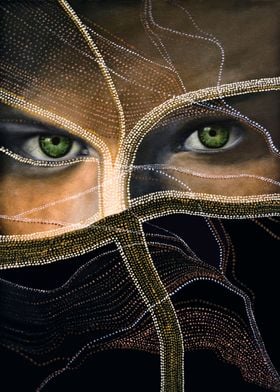 Emerald Eyes   -   mixed composition of a painting and  ... 