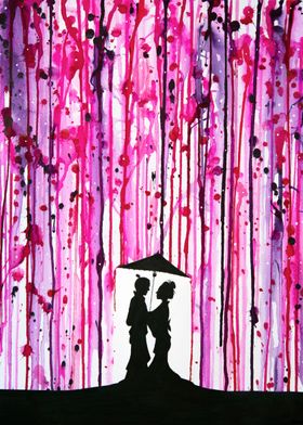 Ink and Watercolor drip artwork from my silhouette seri ... 