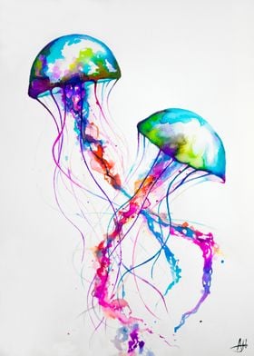 "Narasumas" by Marc Allante Ink jellyfish painting cre ... 