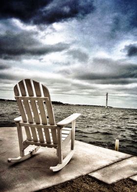 rocking chair overlooking the water