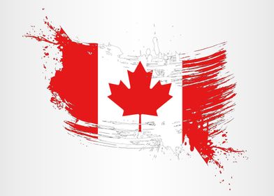 Canadian flag with a splatter brush effect