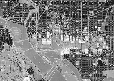 black and white street map of Washington DC