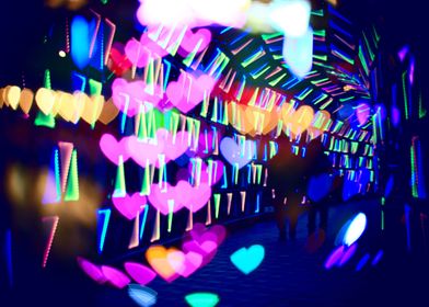 Couple In Colorful Light Tunnel Hearts Triangles Tokyo  ... 