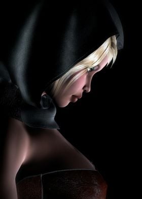 Hooded Girl Profile Portrait