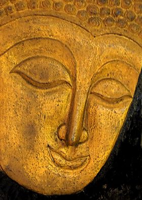 A watercolour of a sleeping Buddha face