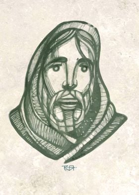 hand drawn illustration or drawing of Jesus Christ face ... 