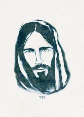 hand drawn illustration or drawing of Jesus Christ face ... 