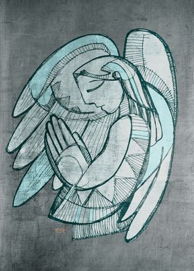 Hand drawn illustration of a guardian angel