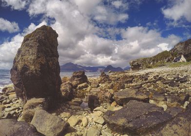 View of the Black Cullins from Elgol beach Isle of Skye ... 